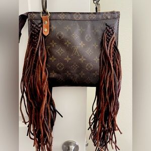 Louis Vuitton boho fringe crossbody OR clutch bag. Removable braided strap.